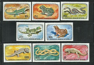 Монголия 1972, Земноводные, Змеи, 8 марок